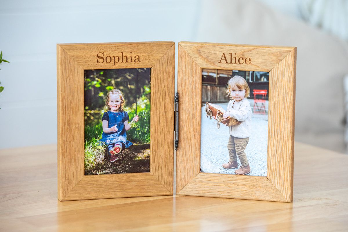 Personalised Engraved Double Oak Frames