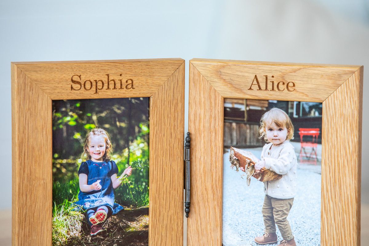 Personalised Engraved Double Oak Frames 3