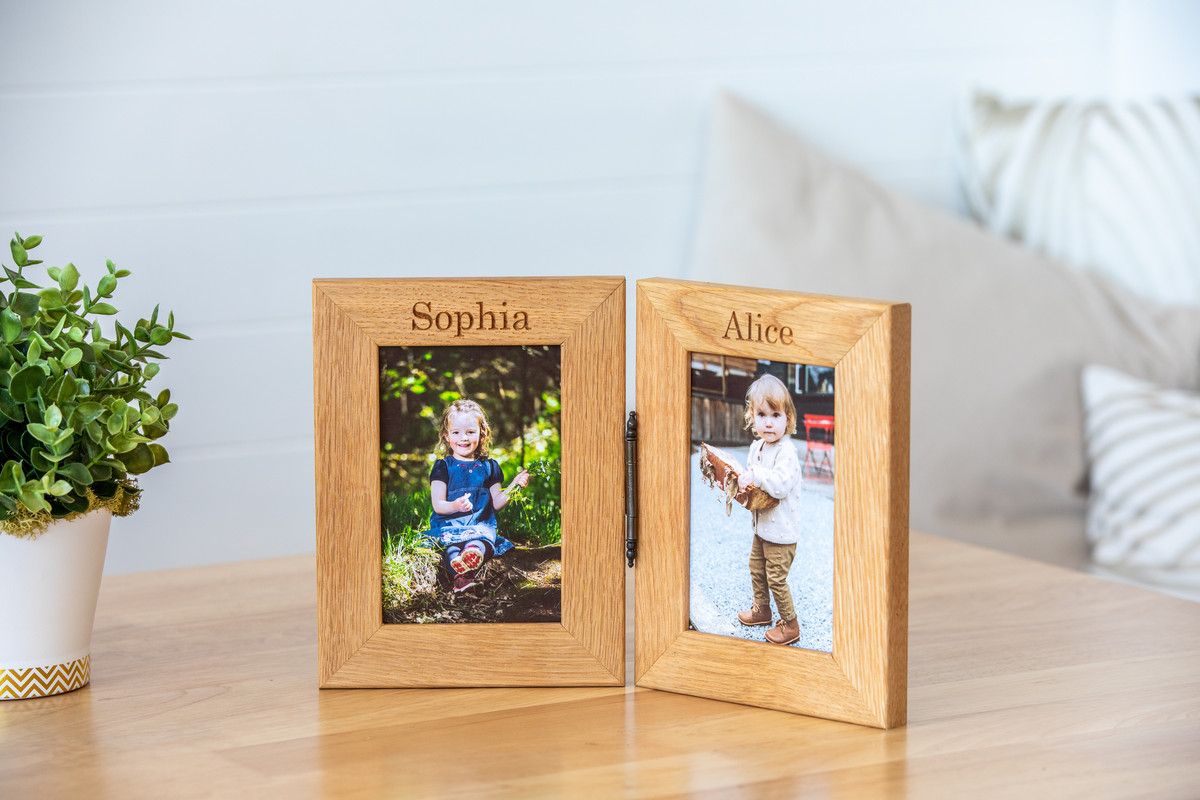 Personalised Engraved Double Oak Frames 4