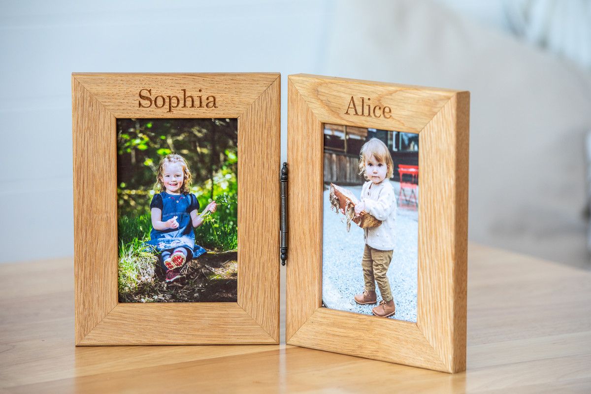 Personalised Engraved Double Oak Frames 5