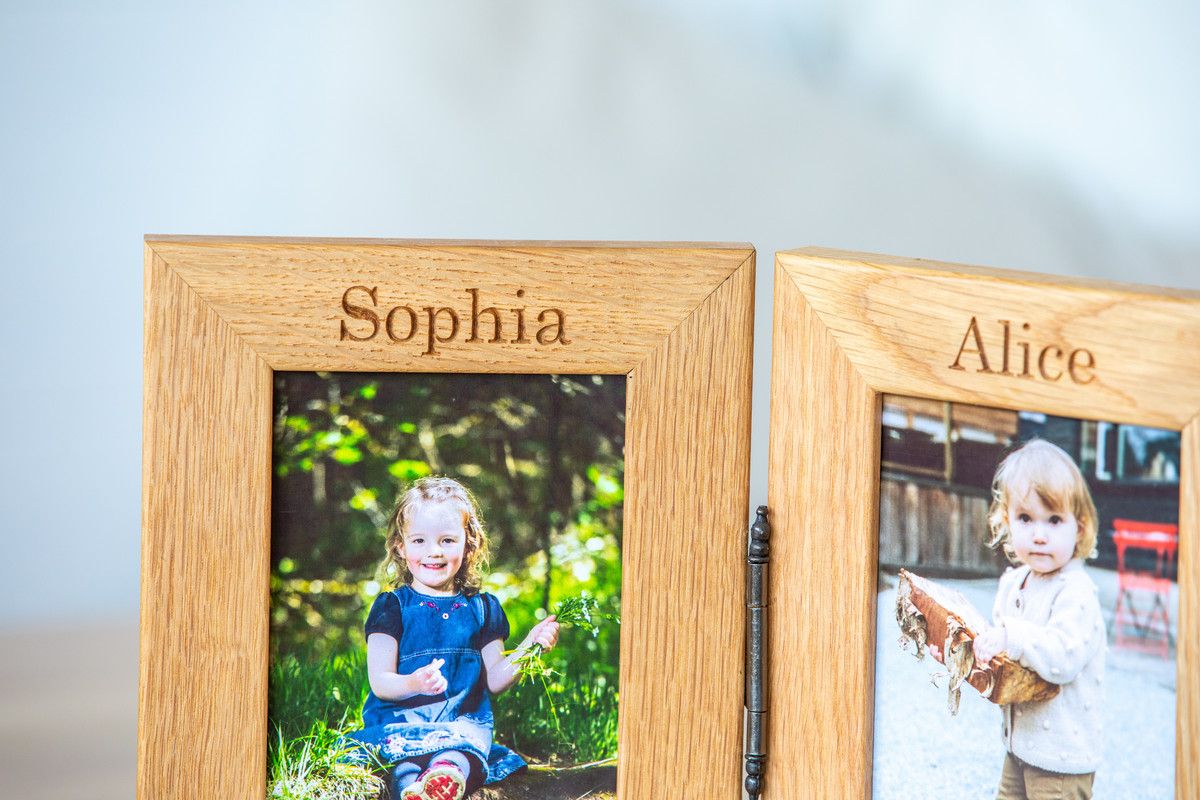 Personalised Engraved Double Oak Frames 6