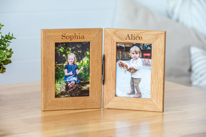 Personalised Engraved Double Oak Frames 2