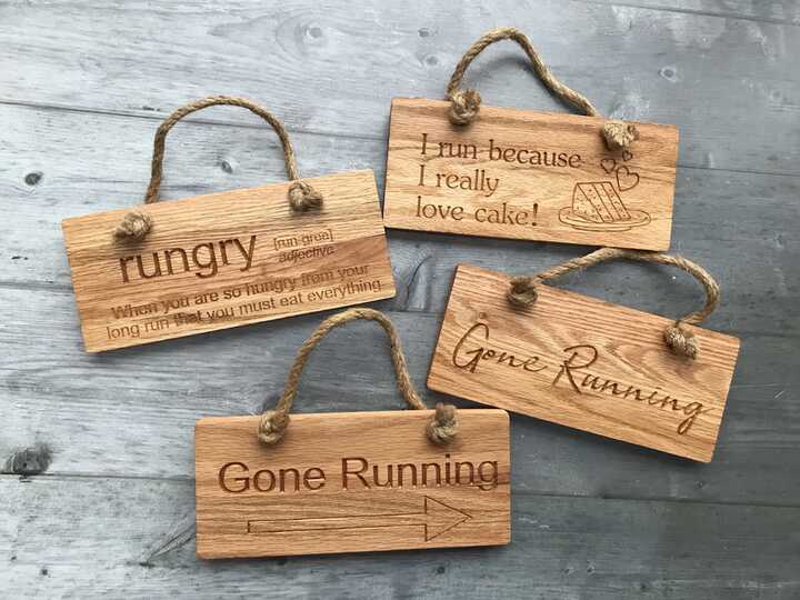 Solid Oak Engraved Rope Hanging Signs