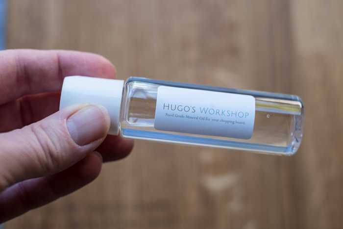 A bottle of white mineral oil is sent out with every chopping board look after your wooden chopping board