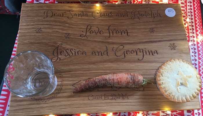 engraved wood christmas eve plate